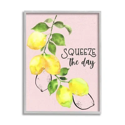 Stupell Industries Ba-996-framed Squeeze The Day Lemons By By The Lakeside Single Picture Frame Print On Canvas In Farmhouse Gray Framed Giclee