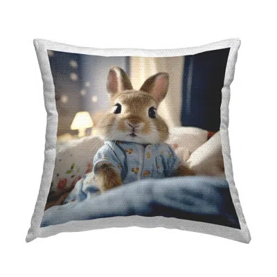 Stupell Industries Baby Bunny In Pajamas Outdoor Printed Pillow By Rb In Blue