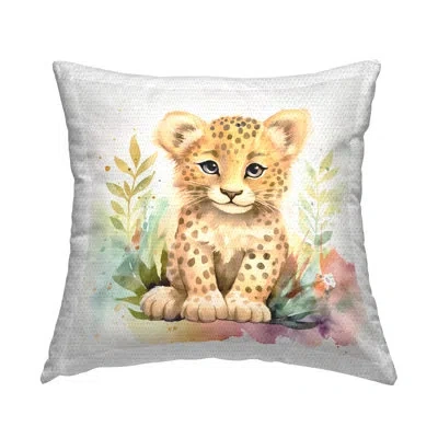 Stupell Industries Baby Cheetah Cub Outdoor Printed Pillow By Andrea Haase In Tan