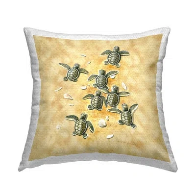 Stupell Industries Baby Sea Turtles Shore Outdoor Printed Pillow By Art Brands Holdings, Llc. In Tan