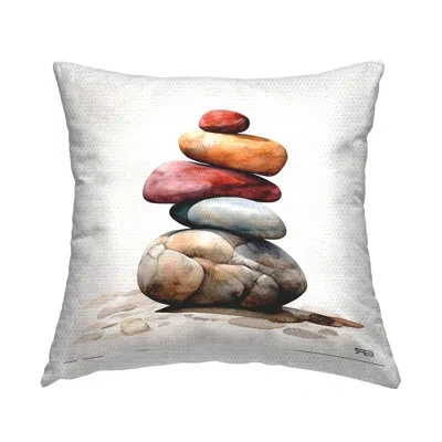 Stupell Industries Balancing Rock Stack Outdoor Printed Pillow By Rb In White