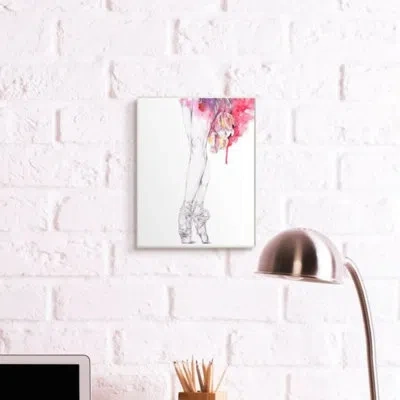 Stupell Industries Ballerina Pointed Toes Pose Pink Watercolor Tutu By Elisaveta Stoilova - Painting Print In Wall Plaque