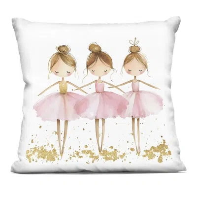 Stupell Industries Ballerina Trio In Pink Tutus Decorative Printed Throw Pillow, Design By Creative Studio, 18 X 7 X 18 In Gold