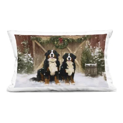 Stupell Industries Barnyard Bernese Mountain Dogs Decorative Printed Throw Pillow, Design By Tina Lecour, 14 X 7 X 20 In Brown