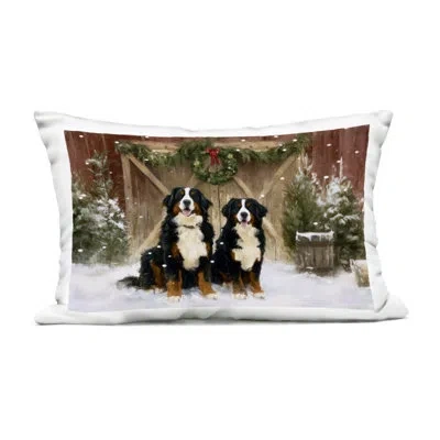 Stupell Industries Barnyard Bernese Mountain Dogs Outdoor Printed Pillow, Design By Tina Lecour, 14 X 7 X 20 In Brown