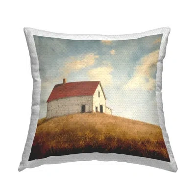 Stupell Industries Barren Farmland Barn Outdoor Printed Pillow By Steve Huntziker In Tan
