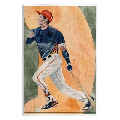 Stupell Industries Baseball Player Sports Painting By Melissa Wang - Floater Frame Painting In Unframed