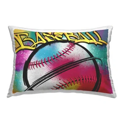 Stupell Industries Baseball Sports Graffiti Decorative Printed Throw Pillow By Marcus Prime In Black;yellow;pink