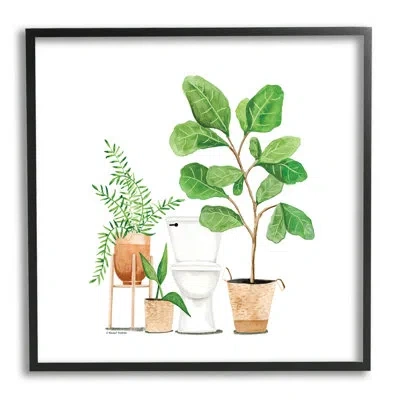Stupell Industries Bathroom Greenery Varied Plants By Rachel Nieman - Floater Frame Graphic Art On Wood In Midnight Black Framed Giclee