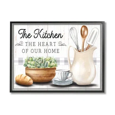 Stupell Industries Bb-004-framed Kitchen Heart Of Home By Elizabeth Tyndall Single Picture Frame Print On Canvas In Midnight Black Framed Giclee