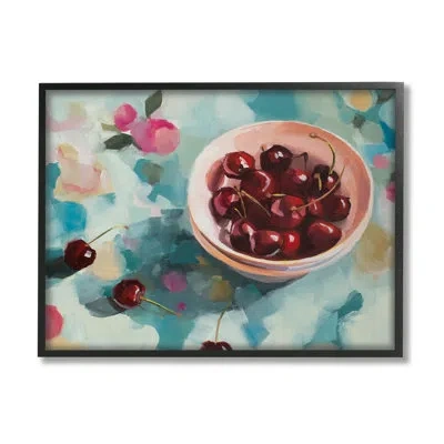 Stupell Industries Bb-006-framed Cherries Still Life Painting By Jenny Westenhofer Single Picture Frame Print On Canvas In Midnight Black Framed Giclee