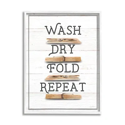 Stupell Industries Bb-032-framed Rustic Laundry Phrases By Elizabeth Tyndall Single Picture Frame Print On Canvas In White Frame