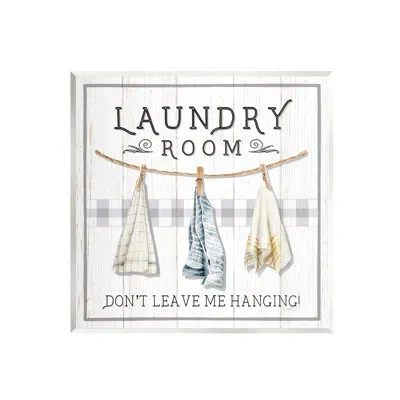 Stupell Industries Bb-036-wood Laundry Room Hanging Towels By Elizabeth Tyndall In Multi-color