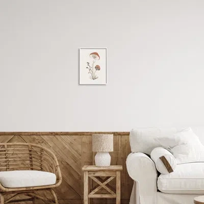 Stupell Industries Bb-061-framed Minimal Amanita Mushroom Framed On Wood Print In Coastal White Framed Giclee