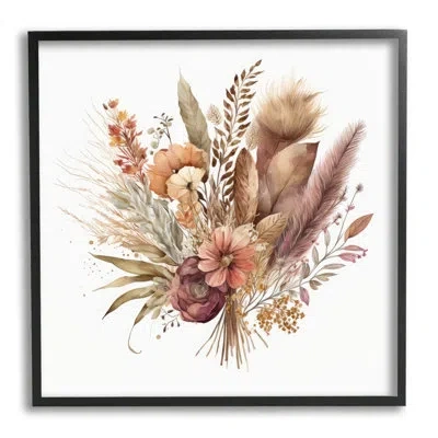 Stupell Industries Bb-268-framed Mixed Fall Botanicals Framed On Wood Print In Midnight Black Framed Giclee