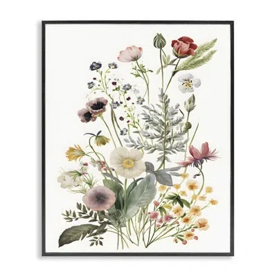 Stupell Industries Bb-280-framed Subtle Spring Blossoms Framed On Wood Print In Midnight Black Framed Giclee
