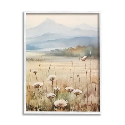 Stupell Industries Bb-284-framed Foggy Peaks Landscape Framed On Wood Painting In Coastal White Framed Giclee