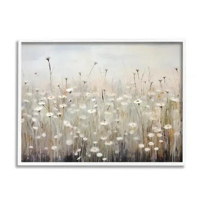 Stupell Industries Bb-286-framed Abstract Speckled Flowers Framed On Wood Painting In Coastal White Framed Giclee
