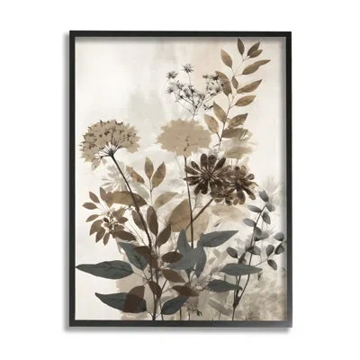 Stupell Industries Bb-288-framed Rustic Wild Foliage Framed On Wood Painting In Midnight Black Framed Giclee