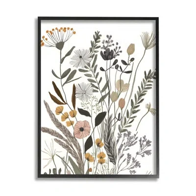 Stupell Industries Bb-291-framed Modern Woodland Herbs Framed On Wood Print In Midnight Black Framed Giclee