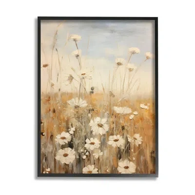 Stupell Industries Bb-292-framed Daisy Meadow Painting Framed On Wood Painting In Midnight Black Framed Giclee