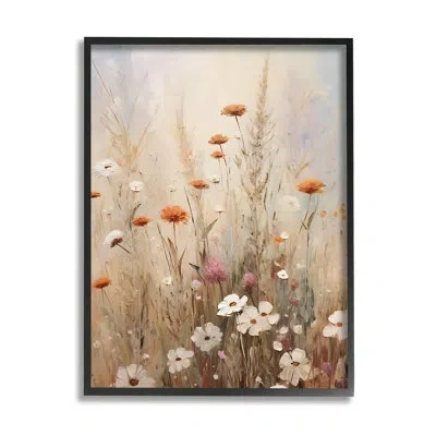 Stupell Industries Bb-293-framed Wildflower Meadow Painting Framed On Wood Painting In Midnight Black Framed Giclee