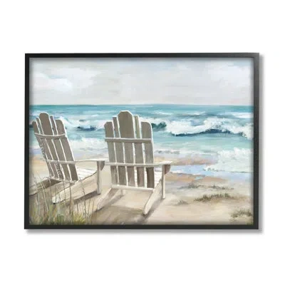 Stupell Industries Bb-365-framed Serene Beach Scene By Carson Lyons Single Picture Frame Painting On Canvas In Midnight Black Framed Giclee