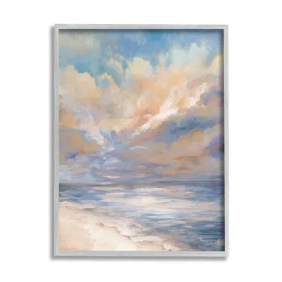 Stupell Industries Bb-368-framed Abstract Sunset Shoreline By Carson Lyons Single Picture Frame Painting On Canvas In Farmhouse Gray Framed Giclee