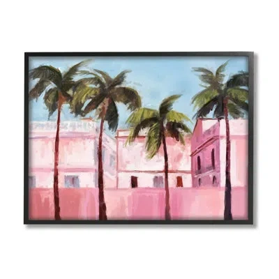 Stupell Industries Bb-371-framed Tropical Pink Buildings By Ziwei Li Single Picture Frame Painting On Canvas In Midnight Black Framed Giclee