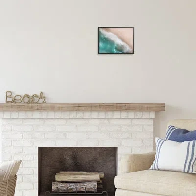 Stupell Industries Bb-390-framed Aerial Beach Foam View Framed On Wood By Marcus Prime Print In Midnight Black Framed Giclee