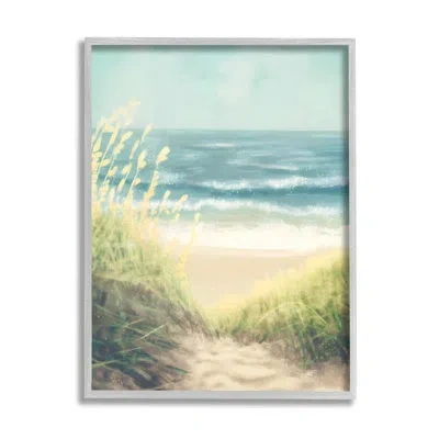 Stupell Industries Bb-393-framed Subtle Beach Reeds Floater Frame Painting On Canvas In Luster Gray Floater Frame