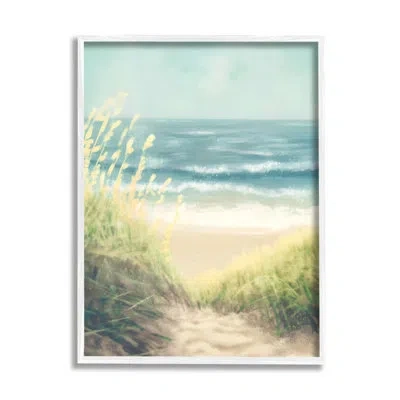 Stupell Industries Bb-393-framed Subtle Beach Reeds Single Picture Frame Painting On Canvas In Coastal White Framed Giclee