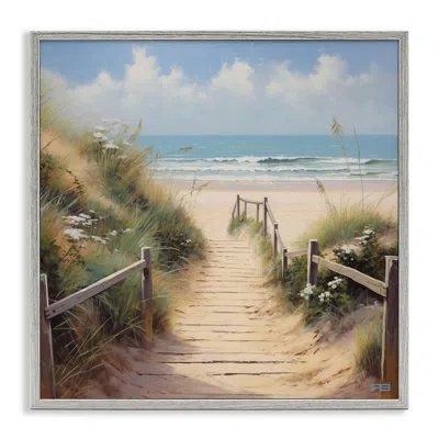 Stupell Industries Bb-412-framed Sandy Path To Beach By Rb Single Picture Frame Print On Canvas In Farmhouse Gray Framed Giclee