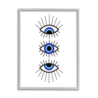 Stupell Industries Bb-455-framed Three Evil Eyes Pattern By Martina Pavlova Single Picture Frame Print On Canvas In Farmhouse Gray Framed Giclee