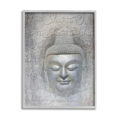 Stupell Industries Bb-457-framed Spiritual Buddha Face Single Picture Frame Print On Canvas In Farmhouse Gray Framed Giclee