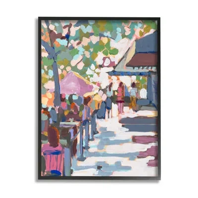 Stupell Industries Bb-459-framed Abstract City Market By Jenny Westenhofer Single Picture Frame Print On Canvas In Midnight Black Framed Giclee