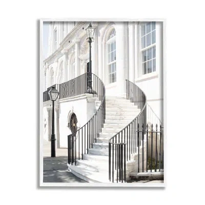 Stupell Industries Bb-470-framed White Staircase Architecture By Ramona Murdock Single Picture Frame Print On Canvas In Coastal White Framed Giclee