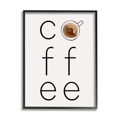 Stupell Industries Bb-541-framed Coffee Text And Mug Floater Frame Print On Canvas In Jet Black Floater Frame