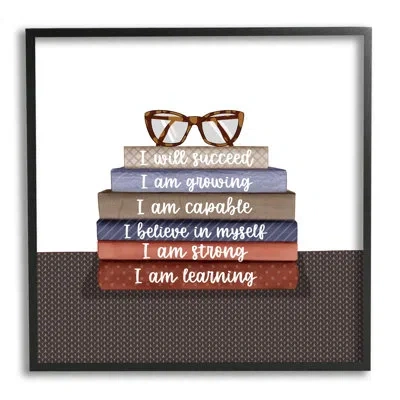 Stupell Industries Bb-550-framed Motivational Self Esteem Books By Saba Rauf Single Picture Frame Print On Canvas In Midnight Black Framed Giclee
