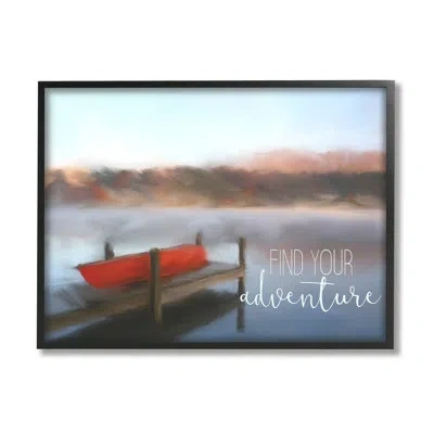 Stupell Industries Bb-583-framed Find Your Adventure Dock By Kim Allen Single Picture Frame Print On Canvas In Midnight Black Framed Giclee