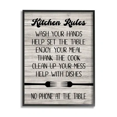 Stupell Industries Bb-588-framed Rustic Kitchen Rules By Martina Pavlova Single Picture Frame Print On Canvas In Black Frame