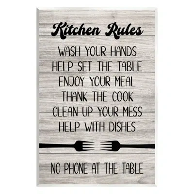 Stupell Industries Bb-588-wood Rustic Kitchen Rules On Mdf Print In Beige