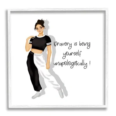 Stupell Industries Bb-641-framed Bravery Is Being Yourself By Saba Rauf Single Picture Frame Print On Canvas In Coastal White Framed Giclee