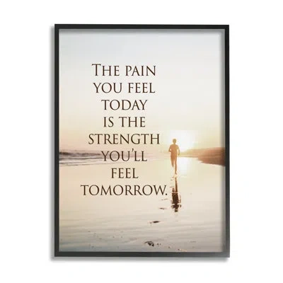 Stupell Industries Bb-644-framed Pain Becomes Strength Phrase By Steve Hunziker Single Picture Frame Print On Canvas In Midnight Black Framed Giclee
