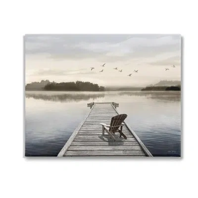 Stupell Industries Bc-450_cn " Beach Chair On Dock Wrapped Canvas " By Amber Sterling On Canvas In Gray