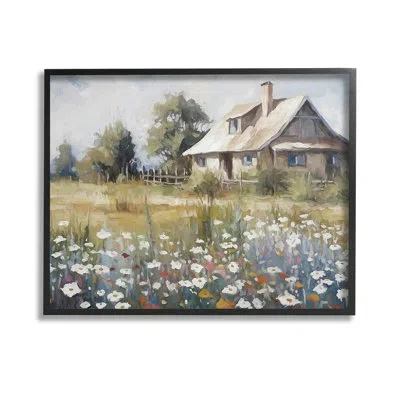 Stupell Industries Bd-115_fg " Charming Prairie Cottage Single Picture Frame " By Ramona Murdock On Canvas In Midnight Black Framed Giclee