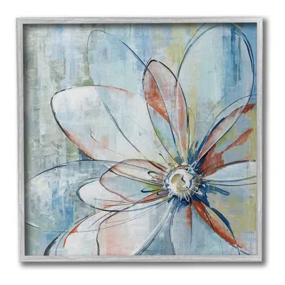 Stupell Industries Bd-134_fg " Modern Collaged Flower Single Picture Frame " By Max Maxx On Canvas In Farmhouse Gray Framed Giclee