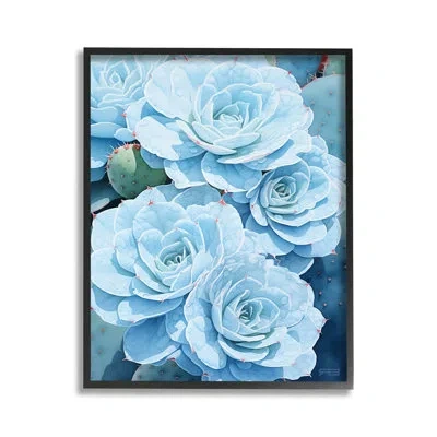 Stupell Industries Bd-212_fg " Detailed Blue Succulents Single Picture Frame " By Rb On Canvas In Midnight Black Framed Giclee