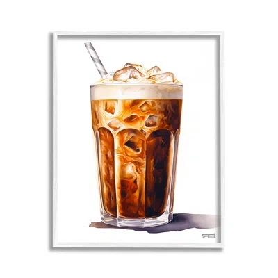 Stupell Industries Bd-479_fg " Swirled Iced Coffee Single Picture Frame " By Rb On In Coastal White Framed Giclee