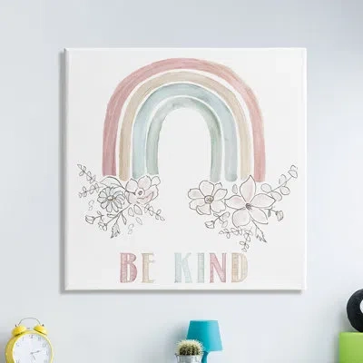 Stupell Industries Be Kind Phrase Spring Florals Soft Tone Rainbow By Nan - Painting In Wrapped Canvas